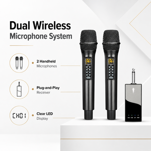 K188 Portable Dual Wireless Microphone System for Karaoke, Wedding, Singing, <strong>DJ</strong>, Party, Speech, Church - Product Image 1