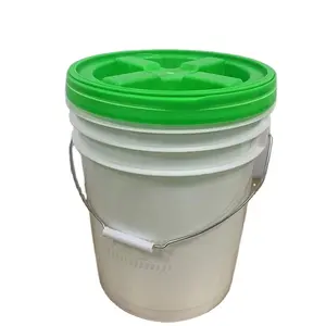 Cubo de plástico de grado alimenticio, tapa de tornillo de 5 galones, con tapa y mango