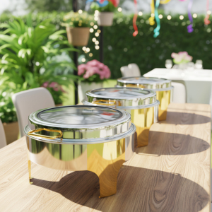 ORIX Plat de service électrique de luxe 6L doré en acier inoxydable pour buffet de mariage, traiteur et hôtels - Product Image 2