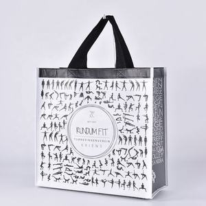 Bolso de compras no tejido impreso en color personalizado laminado promocional con patrón de letras - Product Image 6