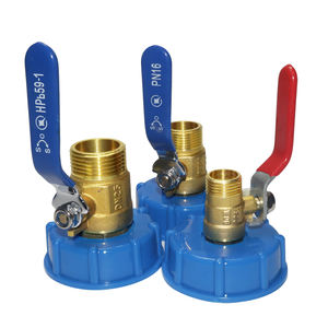 G1 ''3/4'' 1/2 ''IBC S60 * 6 2'' Adaptador de tanque de agua Juego de válvula de bola de cobre Conector de agua de jardín Válvula de grifo de cubo de agua de lluvia - Product Image 2