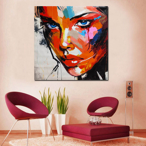 Peinture à l'huile originale <span class=keywords><strong>moderne</strong></span> faite à la main, portrait de femme <span class=keywords><strong>abstrait</strong></span> sur mesure, décoration murale personnalisée sur toile, <span class=keywords><strong>cadre</strong></span> en bois - Product Image 2