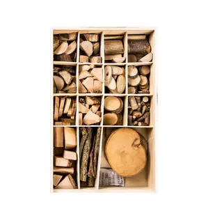 Puzle de rama de animal hecho a mano, 15 tipos de piezas de árbol, juguetes de piezas de madera maciza
