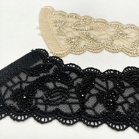 Empeigne de sandale semi-finie en nylon avec strass thermocollants et dentelle perlée pour chaussures féminines