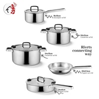 Ensemble de batterie de cuisine de luxe classique 9 pièces en acier inoxydable triple couche, antiadhésif, avec casserole et poêle – Compatible induction et écologique