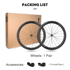 ล้อจักรยานเสือหมอบ TOSEEK ขนาด 700C คาร์บอน ดิสก์เบรก แบบ <span class=keywords><strong>Tubeless</strong></span> ขนาด 38 50 58 มม. 24 รู ความกว้าง 28 มม. น้ำหนักเบา แกนปลดเร็ว/แกน Thru Axle ชุดล้อคาร์บอนดิสก์เบรก - Product Image 6