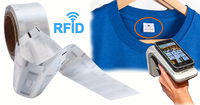 Étiquette tissée RFID personnalisée 868-956 MHz, étanche, réinscriptible, puce passive U9 96 bits EPC pour la lutte contre la contrefaçon des marques de vêtements