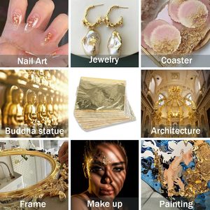1000 Fogli di Lamina d'Oro Quadrati 5,5 X 5,5 Pollici per Doratura, Artigianato, Progetti Artistici Fai-da-Te, Cornici, Pareti Interne, Multiuso - Product Image 5