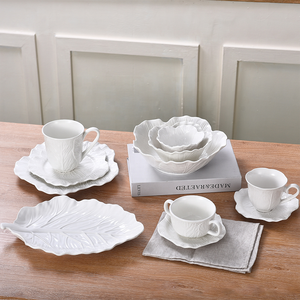 Juego de Vajilla Minimalista de Porcelana con Relieve Floral, Tazones Grandes Blancos de Cerámica para Fideos, Frutas, Ensaladas, Sopas, Postres, Platos Hondos para la Cena - Product Image 2