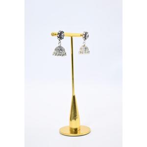 Oxidised Jhumki Drop <b>Earrings</b> With Crystal Rhinestones Women's Ethnic Wedding Jewelry - Product Image 6