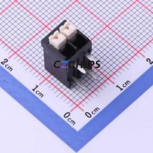 JL212R-35002B01 Spring Terminal Block Bent Lead Through Hole,P=3.5mm Connector 1x2P 3.5mm Black Right Angle Insert - Product Image 1