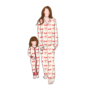 Nuovo stile all'ingrosso disegni personalizzati di bambù manica lunga mamma <span class=keywords><strong>e</strong></span> Me famiglia abbinata pigiama genitore-bambino abbigliamento pagliaccetto bambino - Product Image 5