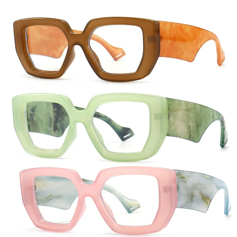 Novos óculos de lentes Claras óculos de armação Grossa azul filtro de luz óptica armações de óculos de sol de vidro para a mulher