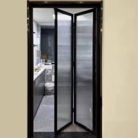 Porte pliante en aluminium à double vitrage trempé pour balcon/terrasse, porte accordéon, bi-pliante et quadri-pliante