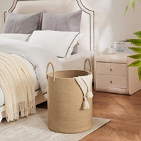 Panier à linge moderne et simple en jute et coton tissé, personnalisé, pour chambre à coucher