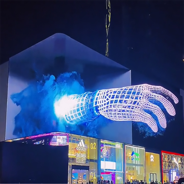 Large Outdoor P3 LED Screen Naked Eye 3D Animation Video Source Content Holographic Image IP65 SDK Outdoor Advertising Material