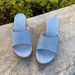 Sandalias de Verano para Mujer, Tallas Grandes, con Plataforma y Punta Abierta, Decoradas con Pedrería, Cómodas y Antideslizantes - Product Image 1