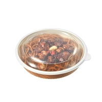Boîte d'emballage alimentaire en PP brun pour soupes et plats à emporter, récipient jetable en plastique pour traiteur, bol rond avec couvercle