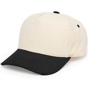 Casquette de baseball en velours côtelé personnalisable à faible MOQ, 5 panneaux, bicolore marron café, style vintage, pour le sport - Product Image 1