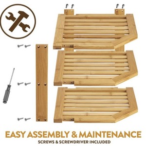 Three Tier Bamboo Corner Shelf 3 Floors Eco Friendly Kitchen Storage Organizer Space Saving <b>Dish</b> <b>Rack</b> - Product Image 5