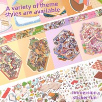 Livre d'autocollants 3D pop-up de maisons de dessins animés, scène miniature, décorations éducatives pour agenda et journal pour enfants