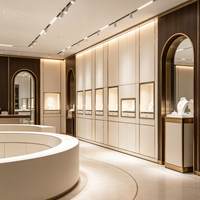 Vitrine de présentation de bijoux en verre moderne, MATÉRIAUX PERSONNALISÉS pour comptoir de magasin de détail et design intérieur de magasin complet