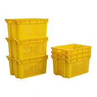 Caisses de transport pliables en plastique ventilées et empilables pour légumes frais, fruits et poissons, 630*415*318 mm