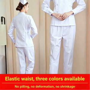 <span class=keywords><strong>Pantalon</strong></span> d'infirmière personnalisable pour <span class=keywords><strong>femme</strong></span> en tissu tricoté polyester/coton <span class=keywords><strong>blanc</strong></span>, tenue de travail pour l'automne et l'hiver - Product Image 6
