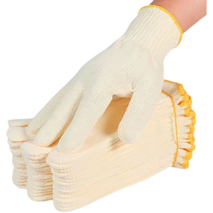 Guantes de Trabajo de Algodón Blancos con Puño Azul Antideslizantes Duraderos de Uso General Textura Lisa Sin Polvo Sin Látex - Product Image 2