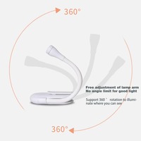 Lampe de lecture LED mini moderne, 3 niveaux de luminosité réglables, rechargeable par USB, à clipser, pour étude, voyage, chambre, dortoir