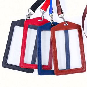 Cheap Price Vertical and Horizontal PU Leather Transparent Badge <b>Id</b> Card <b>Holder</b> - Product Image 2