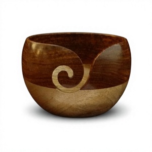 Bol à fil en bois rond portable, 15 cm de long, 5 mm d'épaisseur, pour le tricot et le crochet à la main, support lisse pour fil de laine - Product Image 1