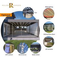 Recién llegado, pérgola para techos de terraza hecha a medida con puertas y ventanas de vidrio templado, techo con persianas para jardín al aire libre