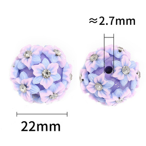 Cuentas Redondas de Resina de Diamante con Flores 3D, Cuentas de Discoteca Multicolores para Hacer Joyas - Product Image 3