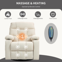 Canapé surdimensionné réglable pour petits espaces, fauteuil inclinable avec poches latérales et massage