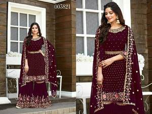 <strong>Indian</strong> &amp; Pakistan Clothing Gharara Designs Punjabi Girl Sexy Beautiful Salwar Suit Neck Designs Sarara Woman Dress Wholesale - Product Image 5