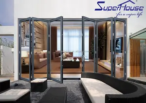 Door Foldable Used Sliding Glass Doors Sale Aluminum Alloy Modern Passive House Windows Movable Bi Folding Frameless Folding