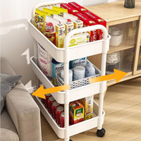 Étagère de rangement de cuisine mobile en plastique PP multicouche avec roulettes, organisateur pour espaces étroits, présentoir pour vaisselle et articles divers
