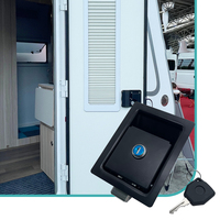 JDA RV-Türschloss mit Druckknopf, schwarzes Panel mit Ausschnittgröße M6, 109 mm Abstand für Anhänger, Wohnwagen, Camper, Reisemobil