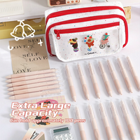 Nouvelle trousse à crayons Panda multicolore à rabat, mignonne et multicouche, simple et de grande valeur, trousse de papeterie de niche