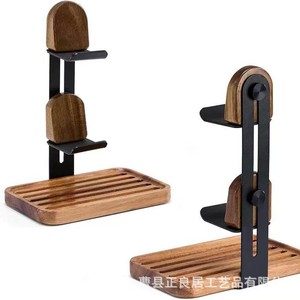 Soporte de madera de bambú de doble capa para controles de PS5 y estante de almacenamiento para auriculares. - Product Image 5