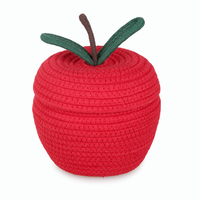 Keranjang Penyimpanan Mainan Anak dari Tali Katun Desain Buah-buahan Lucu dengan Tutup, Kotak Perhiasan Lipat, Tas Dekorasi Rumah Tangga, Tempat Penyimpanan Barang-barang Kecil, Kunci, Dompet
