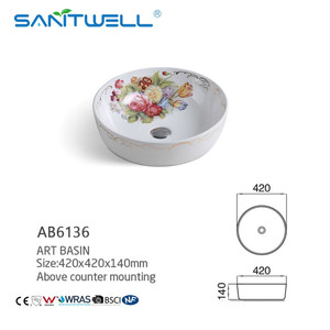 Lavabo da bagno artistico di design Chaozhou, stile popolare, con decorazione a ciotola, da appoggio - Product Image 2