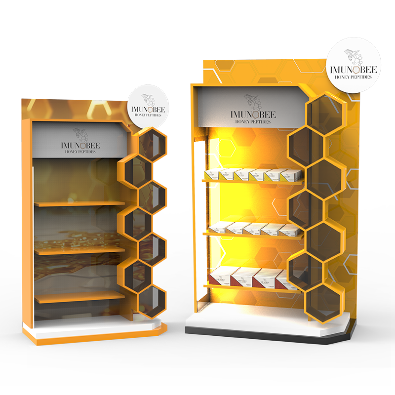 Apache Modern Honeycomb Shaped Skincare Metal Display Rack Customizable for Double-Sided Supermarket Shelves — view 1