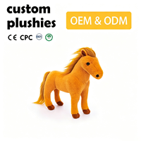 Jouets en peluche sur mesure OEM ODM, cheval en peluche de petite taille, animal en peluche personnalisé à partir de dessin, personnage de dessin animé, production de peluches