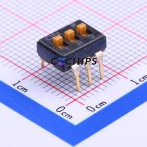SSGM130100 DIP Switch Through hole Component (THT) Switch Flat Toggle, Raised Type Single Pole Single Throw 3 2.54mm - Product Image 1