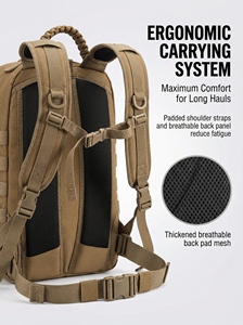 AmpsafeX 25L Waterproof Outdoor <b>Backpack</b> for Hiking Camping Hunting Rugged MOLLE System Bag Professional Utility Gear - Product Image 4