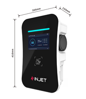 Chargeur de véhicule électrique INJET New Swift Pro Touch 11kW/22kW Type 2, IP65 IK10 OCPP 2.0.1, câble 5/7,5m, éclairage LED RGB, application/RFID