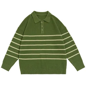Venta al por mayor para hombre Varsity Sweater Classic Simple Style Cachemira Polo Neck Pullover Striped College Sweater Vintage