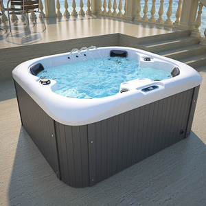 Jacuzzi Exterior para 4 Personas, Jacuzzi Independiente, con 24 Jets de Acero Inoxidable, 3 Arcos de <span class=keywords><strong>Cascada</strong></span>, Luces LED, Cubierta Térmica - Product Image 1